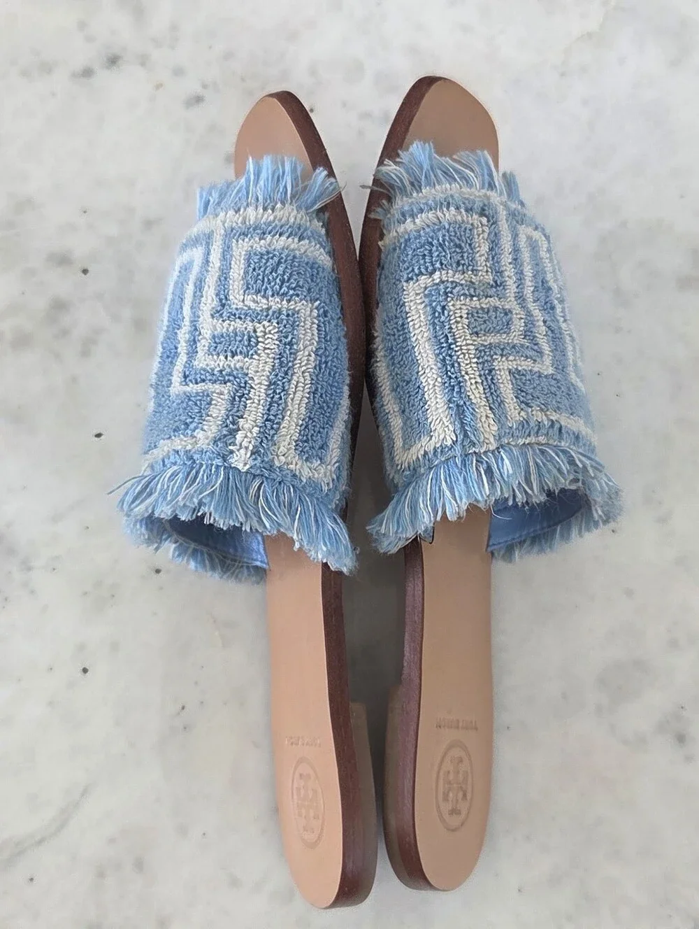Tory Burch T-Tile Terry Cloth Flat Slides